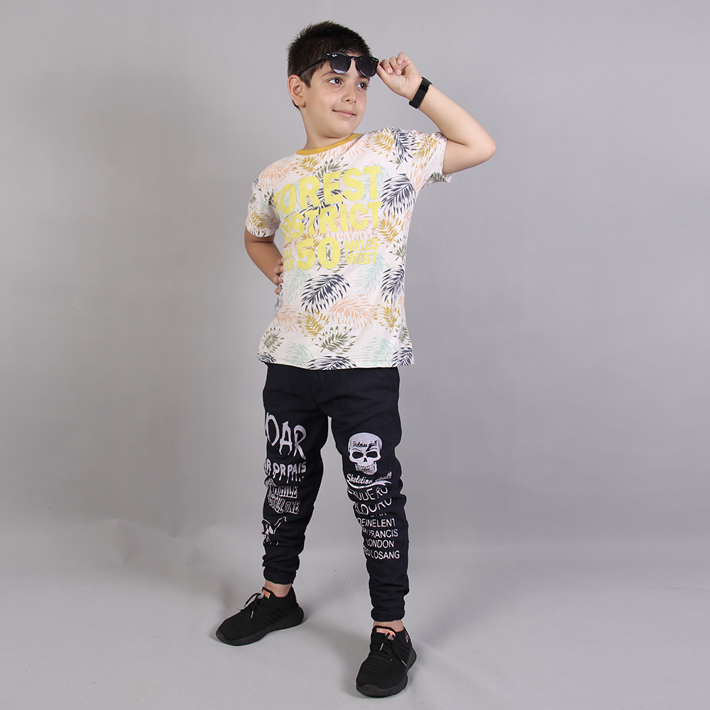 شلوار اسلش پسرانه طرح اسکلت مشکی